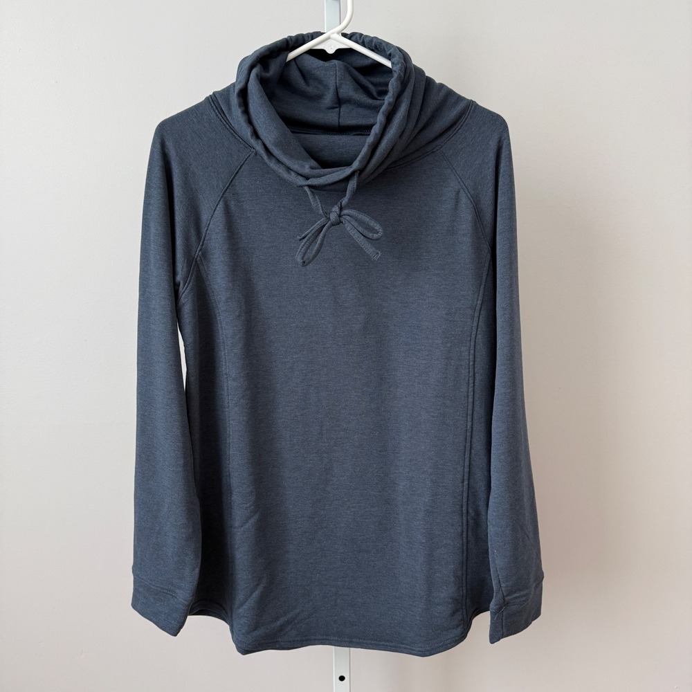 32 Degrees Heat sz M Womens Funnel Neck Top Heathered Navy Blue Cozy Outdoors‎